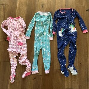 3 PAIRS - Kids One Piece Pajama Set - Pink, Teal, and Navy